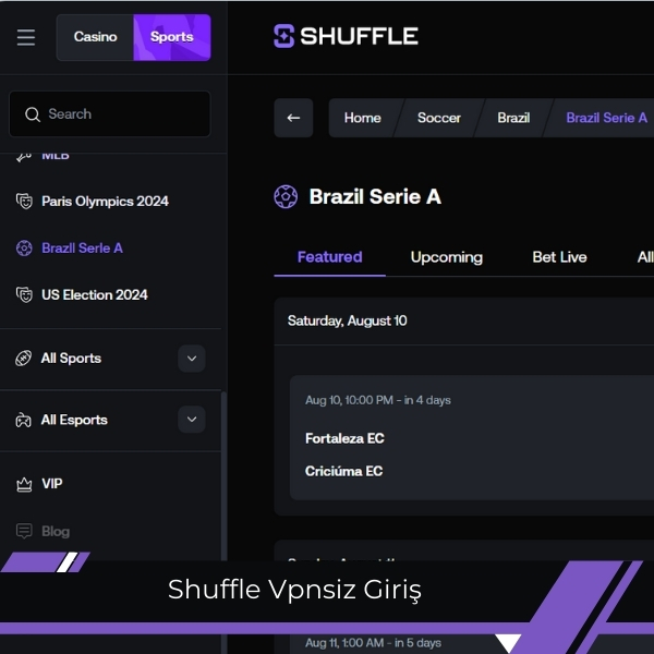Shuffle VPNsiz giriş
